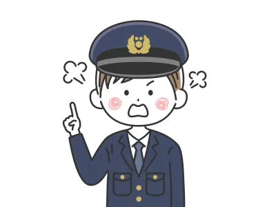 注意する警察官の男性の上半身のイラスト