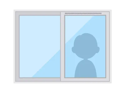 窓ガラスに映る人影のイラスト