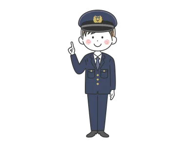 指を指して説明する警察官の男性のイラスト