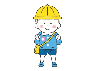 制服を着て帽子をかぶった幼稚園児の男の子のイラスト