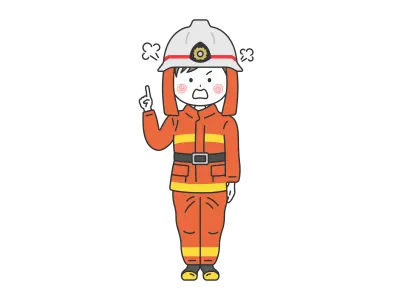 注意する消防隊員の男性のイラスト