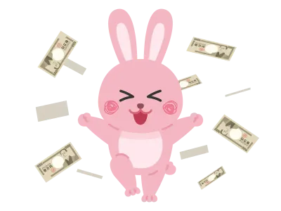 お金持ちのウサギのキャラクターのイラスト