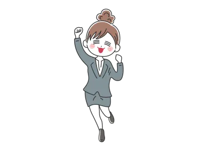 ガッツポーズをして喜ぶビジネスウーマンのイラスト