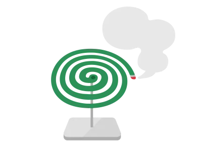 台にセットされた火のついた蚊取り線香のイラスト