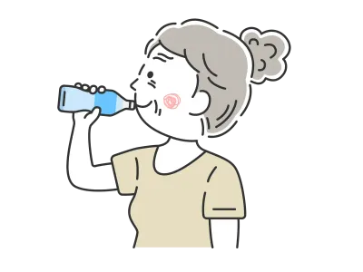 水分補給する年配女性のイラスト