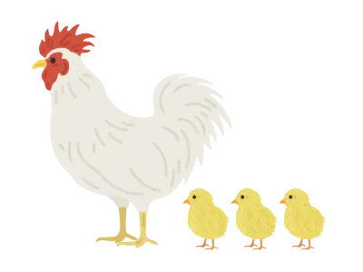 鶏とヒヨコのイラスト