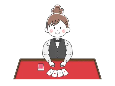 カジノディーラーの女性のイラスト