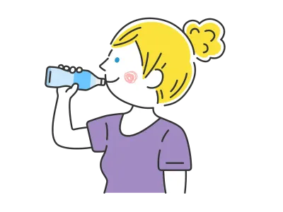水分補給する白人女性のイラスト