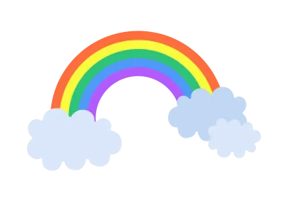 雲にかかる虹のイラスト