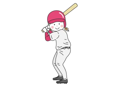 野球のの女性バッターのイラスト