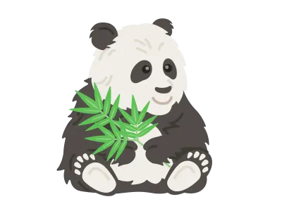 笹の葉を持ったパンダのイラスト