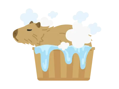 温泉に入るカピバラのイラスト