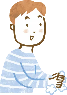 手を洗う男性の上半身イラスト