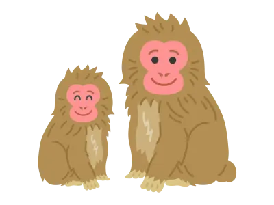 ニホンザルの親子のイラスト