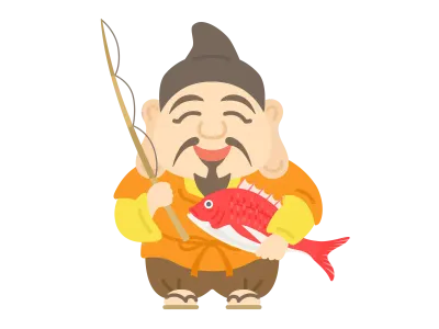 七福神の恵比寿天の神様のイラスト