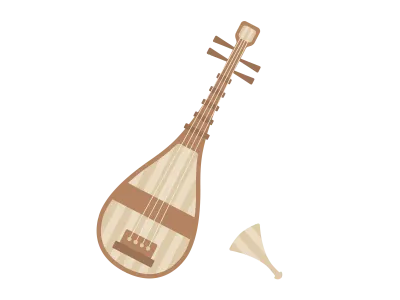 楽器の琵琶のイラスト