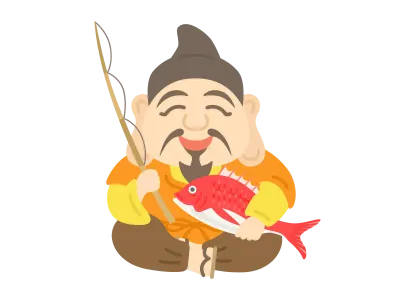 七福神の恵比寿天の神様のイラスト