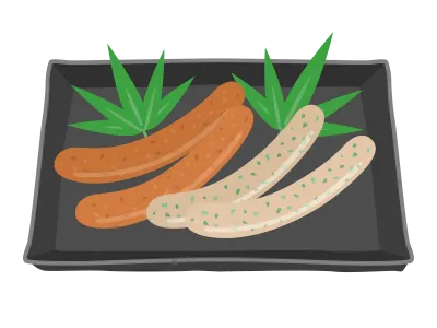 焼き肉のソーセージのイラスト