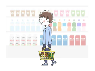 買い物をする男性のイラスト