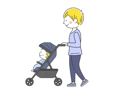 ベビーカーを押す父親のイラスト