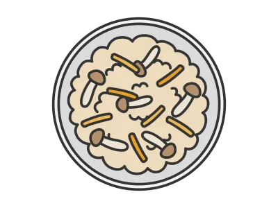 きのこの炊き込みご飯のイラスト