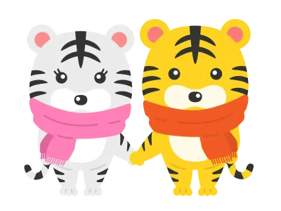 手を繋ぐ虎のカップルのイラスト