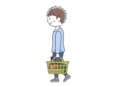 買い物をする男性のイラスト