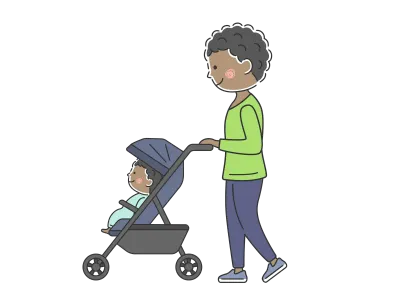 ベビーカーを押す父親のイラスト