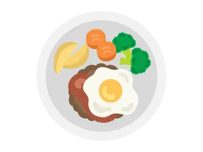 皿に盛られたハンバーグのイラスト