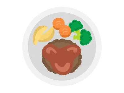 皿に盛られたハンバーグのイラスト