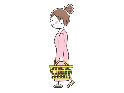 買い物をする女性のイラスト