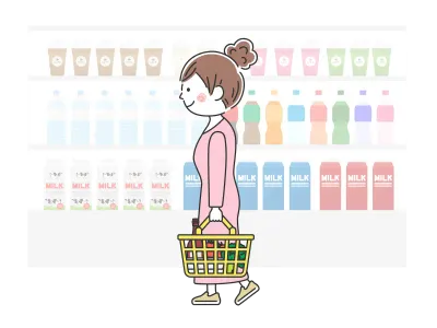買い物をする女性のイラスト