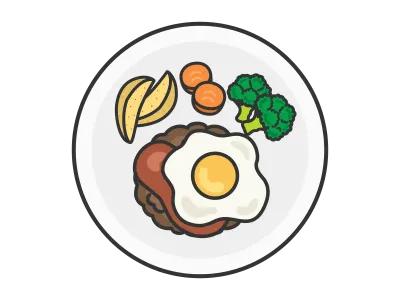 皿に盛られたハンバーグのイラスト