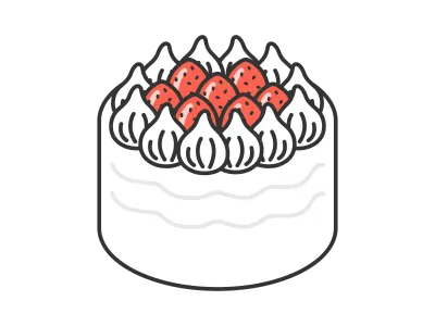イチゴのホールケーキのイラスト