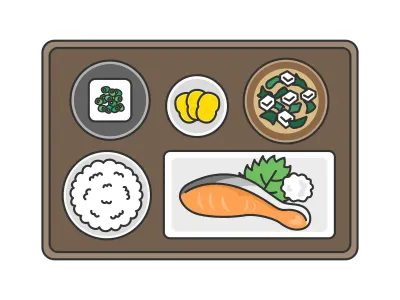 焼鮭定食のイラスト