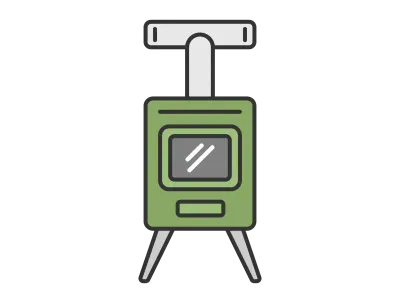 キャンプ用の薪ストーブのイラスト
