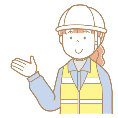 手を差し出す作業着にヘルメット安全ベストの赤い髪の女性のイラスト