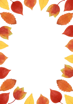 手描きナチュラルかわいい秋の紅葉のフレーム