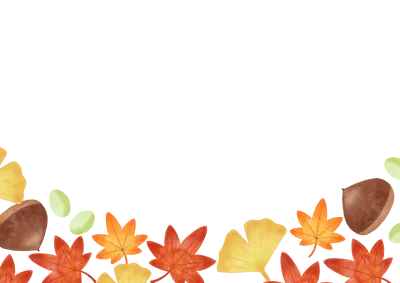 色鉛筆手描き秋の紅葉のフレーム素材