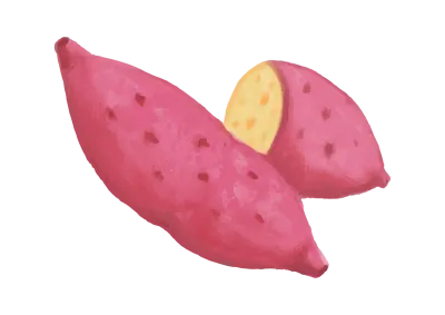 色鉛筆手描き秋の食材さつまいもイラスト