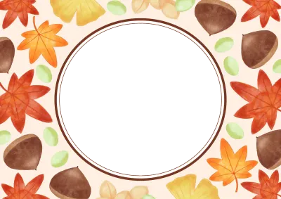 色鉛筆手描き秋の紅葉のフレーム素材