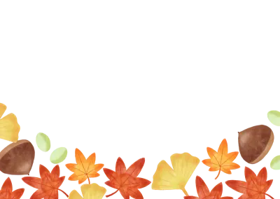 色鉛筆手描き秋の紅葉のフレーム素材