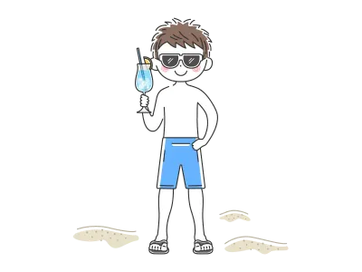 カクテルを持っている水着の男性のイラスト