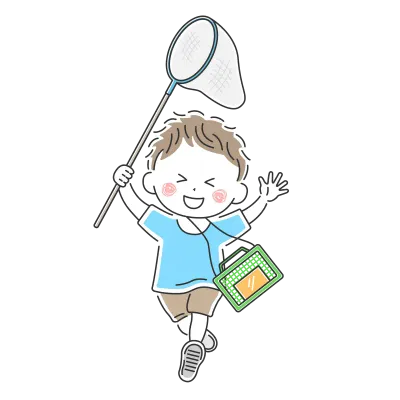 昆虫採集をする男の子のイラスト