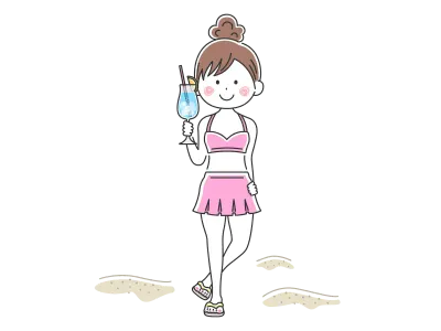 カクテルを持っている水着の女性のイラスト