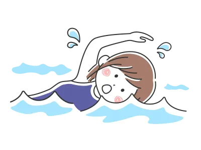 プールで泳ぐ女性のイラスト