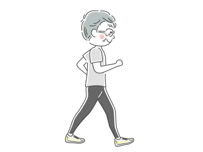 ウォーキングする年配の男性のイラスト