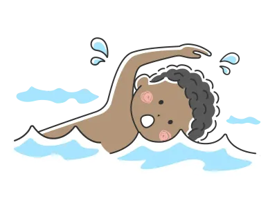 プールで泳ぐ黒人男性のイラスト