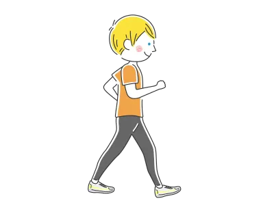 ウォーキングする白人男性のイラスト