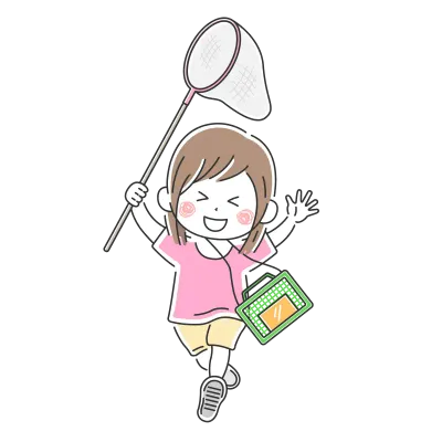 昆虫採集をする女の子のイラスト
